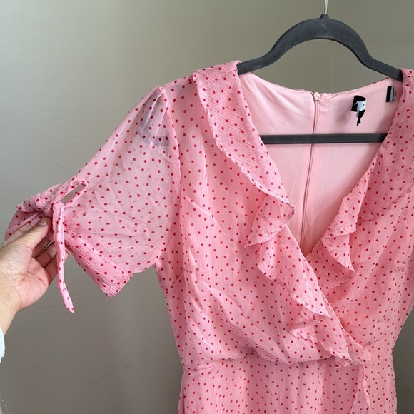 Lulus polka dot midi dress high low Galentines dress - Picture 7 of 16